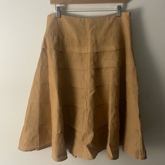 Appraisal Tan A-line Layered Skirt Side Zip Sz 10 - Picture 1 of 5